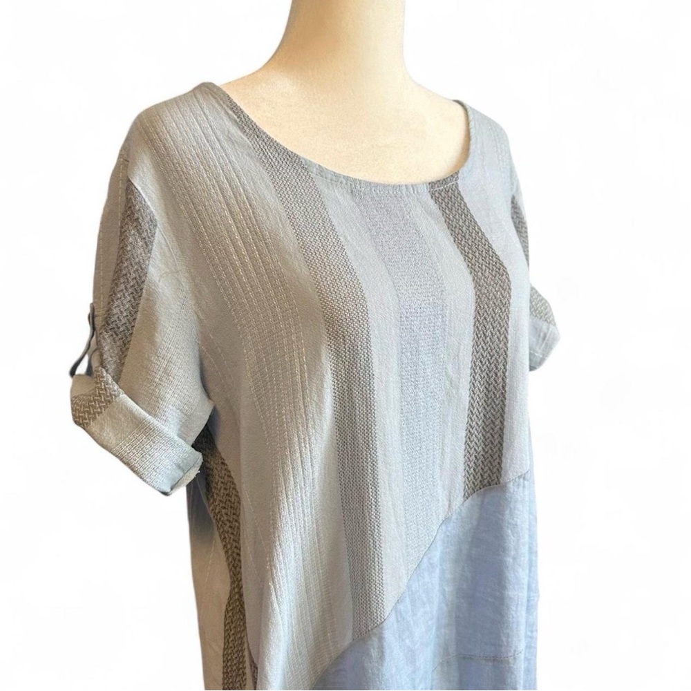 Angela Mara Textured 100% Linen Dress Lagenlook Minimalist Italy - Picture 2 of 6